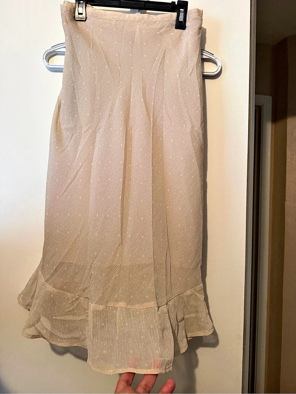 Ruffle Maxi Skirt in Beige Like New